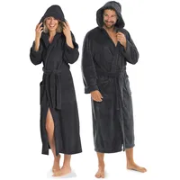 Bademantel Kapuze Saunamantel Morgenmantel, lang, Microfaser Coralfleece "Malibu" für Damen & Herren, anthrazit grau Grösse S - S