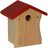 Dehner Natura Premium Wildvogel Nistkasten Smilla, Vogelhaus / Vogelnistkasten für Wildvögel, robust, ca. 19.5 x 22.5 x 16.5 cm, aus FSC - zertifiziertem Kiefernholz, rot / natur