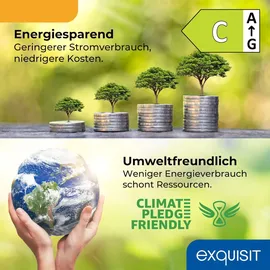 Exquisit KGC5231-60-E-050C Kühl-Gefrierkombination (157 l, 1440 mm hoch, Inoxlook-az)