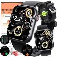 Fohatu Smartwatch Mit Bluetooth-Anrufe,Smartwatch BlutzuckerGlucose,Diabetiker Smartwatch Diabetiker,Fitnessuhr Mit Pulsschlag Temperatur Monitor