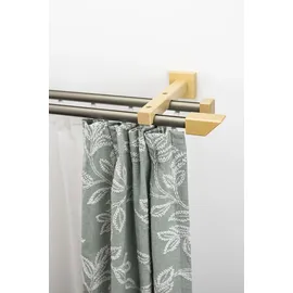 GARESA Gardinenschiene GARESA "Cubus, Quadros Innenlauf", beige (natur, chromfarben), L:440cm, Gardinenstangen, Gardinenschiene, Innenlauf-Vorhanggarnitur, verlängerbar, Holz-Aluminium