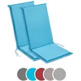 sleepling Hochlehner Auflagen 2er Set, Bequeme Gartenstuhlauflagen, Sitzauflagen Gartenmöbel 120x50 cm, 6 cm dick, waschbar, Befestigungsbänder, Aqua blau
