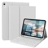 ZOPSGYU Hülle mit Tastatur für iPad A16 11. Generation 2025, für iPad 10. Generation 2022 10,9 Zoll, Bluetooth Abnehmbarer QWERTZ Tastatur, Weiche Stoßfeste TPU Hülle, (Grau)