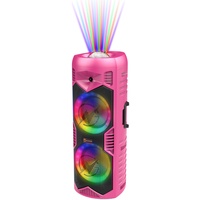 N-Gear Let's Go Party 5150 Musikbox Bluetooth : Ultimativer Rosa Partybox mit 200W 6-Zoll-Doppellautsprechern - Tragbarer Karaoke Lautsprecher mit drahtlosem Mikrofon, 5H Spielzeit, Fernbedienung & Lichtshow