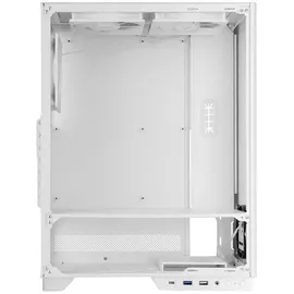 Tacens SAGITTA20, ATX PC-Gehäuse, LED-Bildschirm mit Echtzeit-Temperaturen, 3X 120mm Lüfter, Seitliches Gehärtetes Glas, Front Mesh Metall Staubschutz, CableHatch, USB-C, Weiß