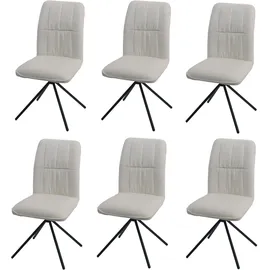 Mendler 6er-Set Esszimmerstuhl HWC-N99, Küchenstuhl, drehbar Auto-Return, Stoff/Textil Chenille (340g/m2) creme