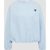 S.Oliver - Oversized Baumwollbluse mit Herz-Stickerei, Hellblau, 36