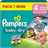 Pampers (Baby-Dry), Windeln Größe 4 (9kg-14kg), Limited Edition, 222 Windeln, bis zu 12h Rundum-Auslaufschutz
