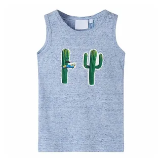 vidaXL Kinder Tank Top Unterhemd Unterwäsche Ärmellos für Jungen Blau Melange 116 - 116 (geeignet für 5-6 Jahre)