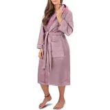 Normani Damenbademantel Damen Wellness-Bademantel aus 100% Baumwolle, 122, Baumwolle, Kapuze, Bindegürtel, weicher Baumwoll Saunamantel mit Kapuze rosa 3XL