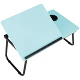 Livingandhome Laptop-Betttisch, Blau, Metall, 56x24x32.5 cm, Arbeitszimmer, Schreibtische, Laptoptische