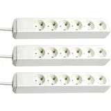 Brennenstuhl Eco-Line 6-Fach Steckdosenleiste (Steckerleiste mit Kindersicherung und 1,5 m Kabel) weiß (weiß, 3 Stück)
