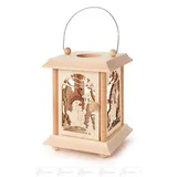 Dregeno Erzgebirge Kerzenlaterne Tischlaterne Schneemann mit Glaseinsatz für Teelicht oder Votivkerze