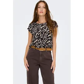 Only Shirtbluse "ONLVIC S/S AOP TOP NOOS PTM", Damen, Gr. 40, brush aop:derifting zebra, Web, Obermaterial: 97% Polyester, 3% Elasthan, animal-print, bedruckt, regular fit hüftlang, Rundhals, Blusen, mit Allover Druck