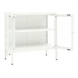 vidaXL Sideboard Weiß 70x35x70 cm Stahl und Glas
