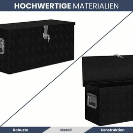deluke DELUKE® Aluminiumbox mit Deckel Abschließbar Alubox Deichselbox Alu Anhängerbox Werkzeugkiste Transportbox Metallkiste, 80x30x35cm Schwarz