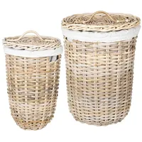 vidaXL Wäschekorb mit Deckel 2 pcs Kubu Rattan