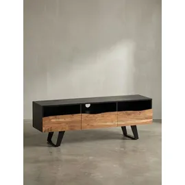 KADIMA DESIGN Lowboard 140x50x40 cm Schwarz Akazie/Massivholz