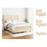 vidaXL Boxspringbett mit Matratze Creme 140x200 cm Stoff