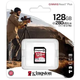 Kingston Canvas React Plus V60 128GB SDXC Speicherkarte 4K-UHS-II