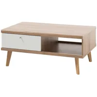 Furn.design Couchtisch weiß Eiche Riviera Beistelltisch skandinavisch mit Schubkasten
