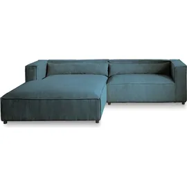 best mobilier Lisa Design Ela Ecksofa links, aus Cordsamt, zeitgenössischer Stil - Entenblau