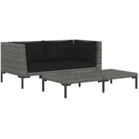 vidaXL Garten-Lounge-Set 3-tlg. dunkelgrau