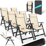 Kesser KESSER® Gartenstuhl Hochlehner mit Armlehnen Aluminium Klappstuhl inkl. Kopfkissen Campingstuhl 7-Fach Verstellbar Rückenlehne Atmungsaktiv & Wetterfest Klappbar &