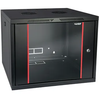 HMF 66409-02 19 Zoll, 9 HE | 450 mm Tiefe | Voll montiert | Glastür | Schwarz