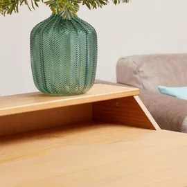 Idimex Schreibtisch Luna mit 2 offenen Fächern, Arbeitstisch aus Massivholz in Eiche farben, Bürotisch mit konischen Füßen, Computertisch mit Aufsatz