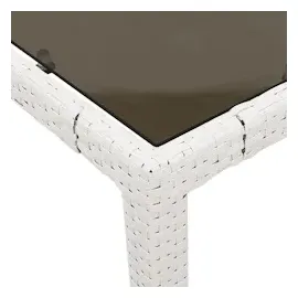 vidaXL Gartentisch mit Glasplatte Weiß 190x90x75 cm Poly Rattan