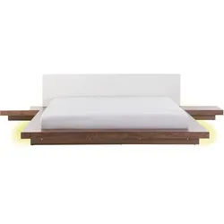 Bett mit LED Holz ZEN 180 x 200 cm Braune Esche