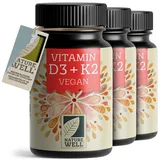 Vitamin D3 K2 VEGAN - 540 Tabletten mit 5000 IE D3 + 200 mcg K2 - optimal hochdosierte Kombination aus Vitamin D3 (vegan) und bioaktivem Vitamin K2 MK7 - laborgeprüft mit Zertifikat - 3x180 Tabletten