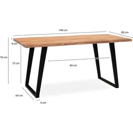 FineBuy Schreibtisch Akazie massiv / Schwarz