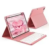 KVTVOU Tastatur Hülle für iPad 11. Generation 2025 A16, iPad 10. Generation 2022 10,9 Zoll, Weiche TPU Hülle mit Stifthalter, Abnehmbarer Bluetooth Tastatur QWERTZ Layout, Wassermelonenrot