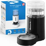 JUNSPOW Trinkbrunnen für Katzen mit Edelstahlschüssel 4L, Keine Elektrizität & Ultra-Silent Automatic Water Dispenser für große Hunde/Multi-Katzen-Haushalt, schwarz