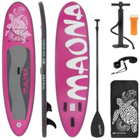 ECD Germany SUP-Board Aufblasbares Stand Up Paddle Board Maona Surfboard, Rosa 308x76x10cm PVC bis 120kg Pumpe Tragetasche Zubehör rosa