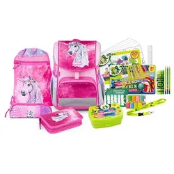 JOLLY Schulranzen-Set ERGONOMIC FLEXI Kunstfaser pink
