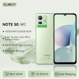 CUBOT NOTE 50 Smartphone, Schwarz, Android 13, 16 GB RAM, 256 GB ROM, Octa-Core, 6,56-Zoll-90-Hz-Bildschirm, NFC, 50-MP-Kamera, 5200 mAh
