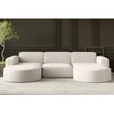 Kaiser Möbel Ecksofa Designer MODENA U STUDIO stoff Dicker cord Poso Beige