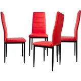 Trisens Esszimmerstühle 2/4/6/8 Set Stuhl Küchenstuhl Wohnzimmerstühle Kunstleder Stühle, Rot,