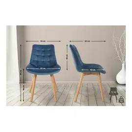 CLP 2er Set Stühle Brook Samt blau