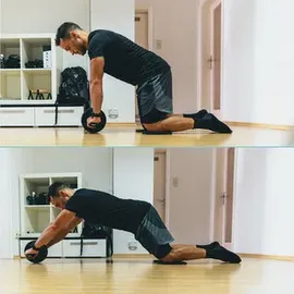 PULLUP & DIP Bauchroller mit rutschfesten Kniematten, für Bauchmuskeltraining & Heimtraining zu Hause