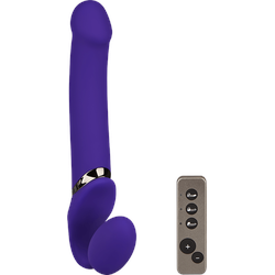 Vibrating Bendable Strap-On - Size L, 34 cm, violett