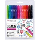 Tombow WS-PK-12P-1 Twintone Marker Set 12-Pack, Dual-Tip, Bright, bunt