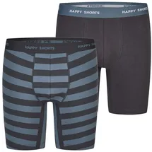 Happy Shorts Boxershorts Blau / Schwarz L 2er Pack