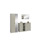 Möbel Boss Garderobenkombination 3-teilig  Station 235 x 37 x 192 cm creme