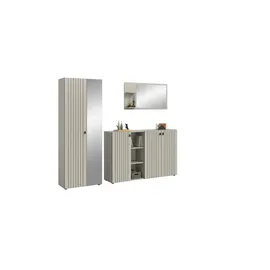 Möbel Boss Garderobenkombination 3-teilig  Station 235 x 37 x 192 cm creme