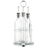 KitchenCraft Öl- und Essigflaschen-Set mit Edelstahlgestell 4er-Set Transparent/Silber