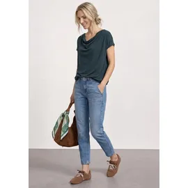 STREET ONE Silk-Look Shirt mit Waterfall-Front - grün,